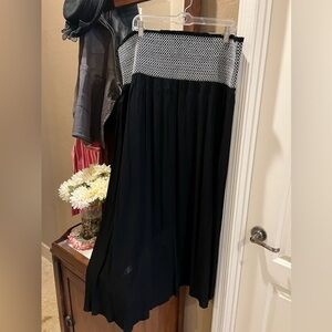 INC International Concepts NWT Crepe Midi Smocked Coverup Dress Black Strapless